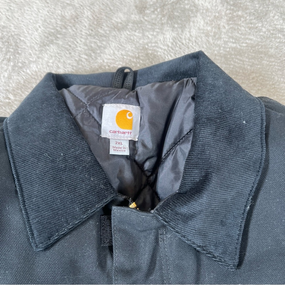 Carhartt Jacket Mens Size 2XL Black J002 Corduroy Collar Quilted Cowboy New Y2K - Picture 11 of 11